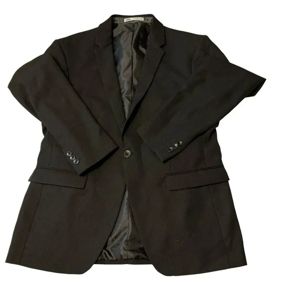 Zara Black Textured Single Button Sport Coat Blazer Jacket, 42 - Picture 9 of 12